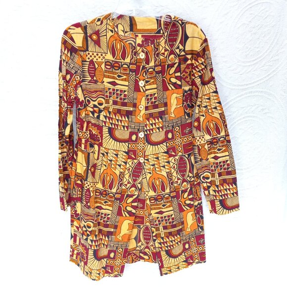 Unique One Of A Kind Hand Made Ethnic African Print Tunic  Sz S-M (T-382) - Picture 3 of 11